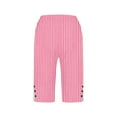 thumbnail image 3 of BLCHUNen Pants for Women Knee Length Pants Striped Lightweight Loose Breathable Casual Home Lounge Summer Pants with Pockets, 3 of 5