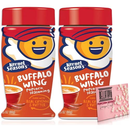 Buffalo Wings Popcorn Seasonings Bundle. Includes Two2.85 Oz Bottles of Kernel Seasons Buffalo