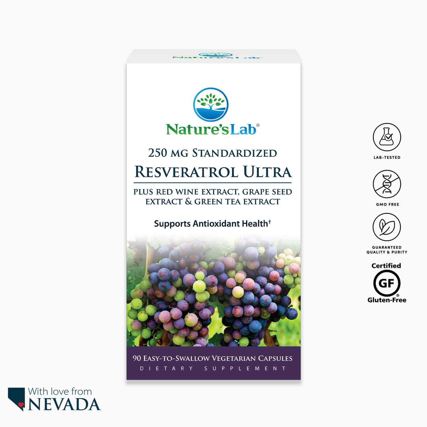 Nature's Ultra - 90 Count (3 Supply) Antioxidant Supplement* - 250mg Trans-Resveratrol, Red Wine Extract, Green Tea Extract- Non-GMO, Gluten Free, Vegan - Walmart.com