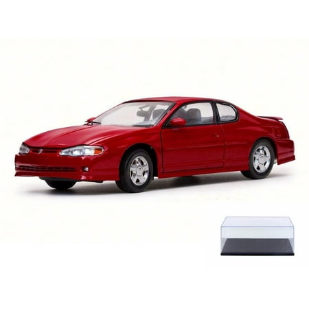 Diecast Car & Display Case Package - 2000 Chevy Monte Carlo SS, Torch Red - Sun Star 1987 - 1/18 Scale Diecast Model Toy Car w/Display