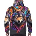 thumbnail image 7 of Pofeuu Colorful Wolf Head Print Mens Casual Hooded Collar Drawstring Hoodies Pullover Sweatshirts Casual Long Sleeve Shirts-4X-Large, 7 of 7