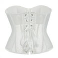 thumbnail image 3 of BYHONG Festival Women Elegant Vintage Cap Sleeves Brocade Bustier Corset Top White M, 3 of 4
