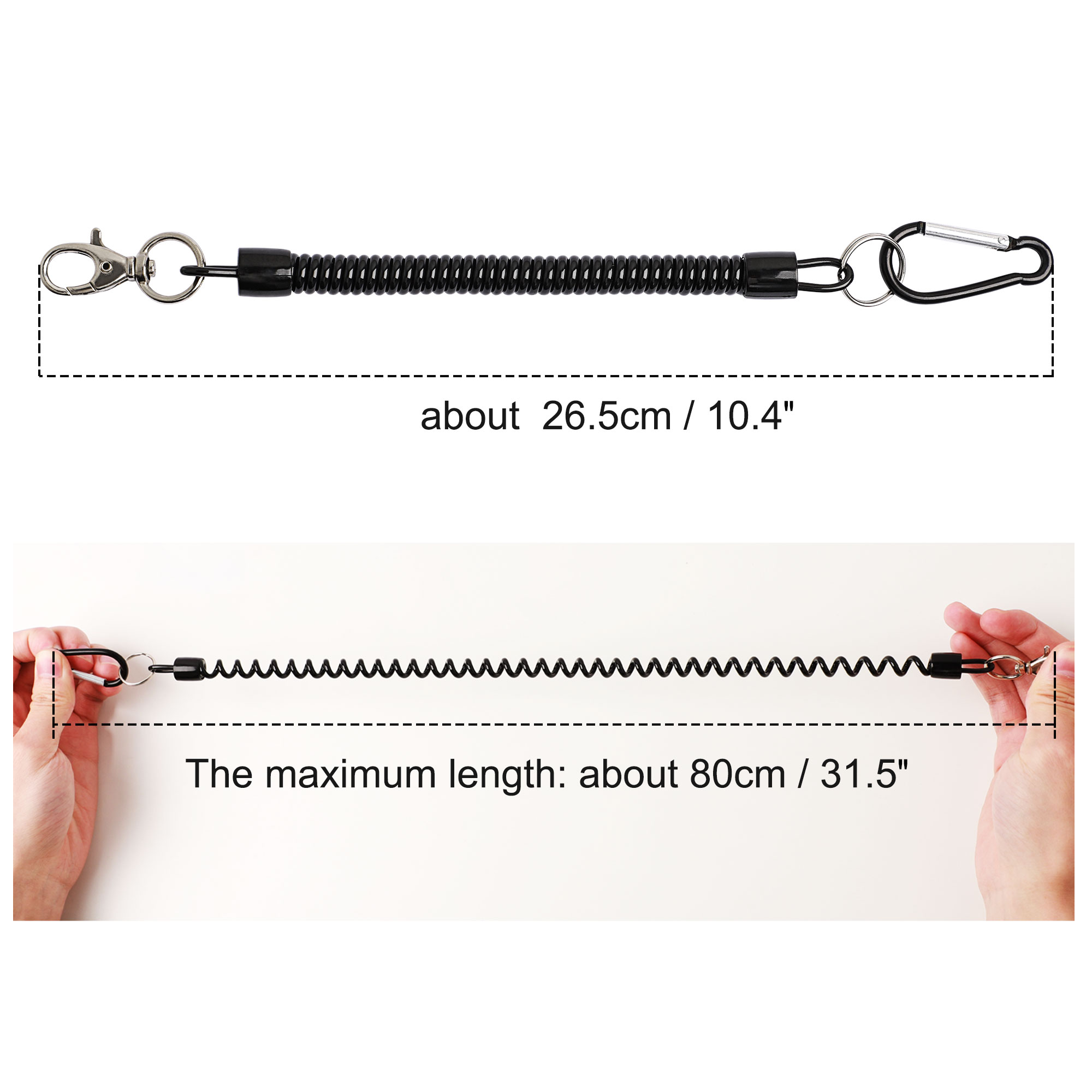 Unique Bargains Spiral Fishing Lanyard Retractable Spring Coiled Cord Keychain for Fishing
