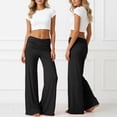 thumbnail image 2 of YUEHUA Fold Over Yoga Pants, On-Trend Solid Wide Leg Loose Fit Lounge Pants with Ruched Waist Y2k 2026 Coral Foldover Yoga Pant Stretchy Loose Gym Lounge Leggings, 2 of 7