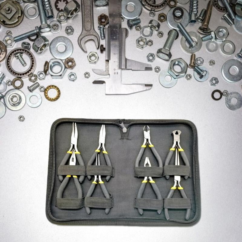 Wire End Cutting Pliers Flat Jaw Round Curved Needle Diagonal Nose Pliers Set