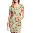 thumbnail image 1 of ZVAVZ Robes de Vacances Grande Taille pour Femmes, Robe de Soleil à Manches Courtes Col Rond Fleur Décontractée Extensible Robes de Grossesse Grande Taille Allaitement Robe de Nuit Multicolore,S, 1 of 6