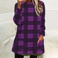 thumbnail image 2 of Ltctricy Women's Fluffy Oversized Sweatshirts Fuzzy Fleece Long Sleeve Crewneck Plaid Pullover Sweater Tops Plush Tunic Sweatshirts(Purple,XX-Large), 2 of 5