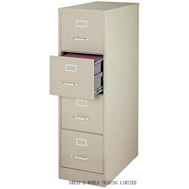 25" Deep 4 Drawer Letter File In Putty, Fully Assembled