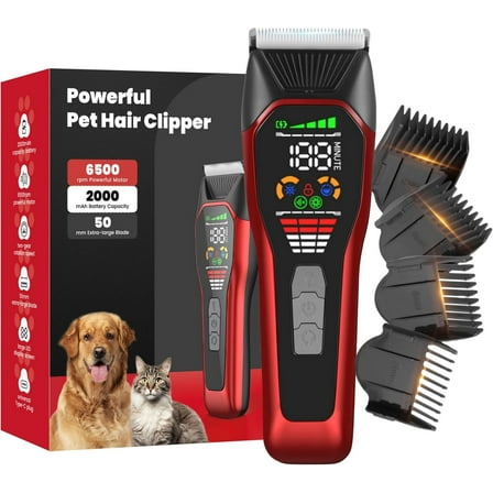 Lemulegu Cordless Electric Hair Clippers for Large Pets,Two-Speed Quiet Strong Motor Dog Grooming Kits with Wide Stainless Steel Blade for Thick Coats Dogs,LGL 066R