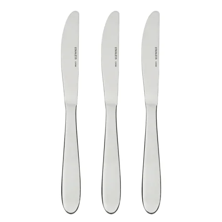 Mainstays Breck Stainless Steel Dinner Knife, Adult 3 Piece Set, Silver