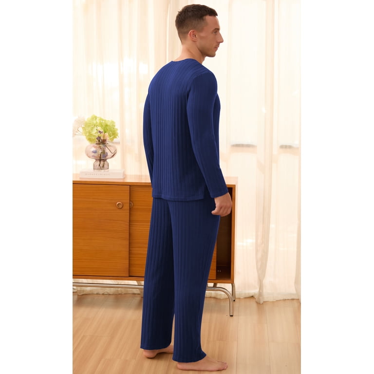 QDG Men's Pajama Set Brushed Ribbed Henley Neck photo 3