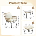 thumbnail image 5 of RADIATA 5-Piece Boho Wicker Patio Furniture Set with 2 Beige Cushioned Chairs, 2 Ottomans and Textured Glass Coffee Table, 5 of 8