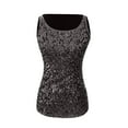thumbnail image 6 of Tank Tops for Women Sequin Slim Round Neck Tank Top Black 2XL, 6 of 6