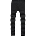 thumbnail image 3 of Men Ripped Skinny Jeans Zipper Destroyed Denim Pencil Pants, 3 of 5