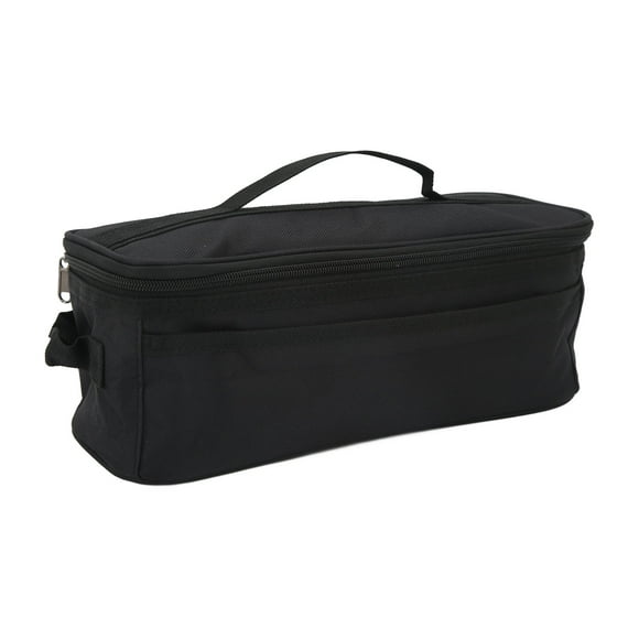 Bolsa de Camping de gran capacidad con doble cremallera, bolsa de almacenamiento de vajilla con asa para exteriores, color negro