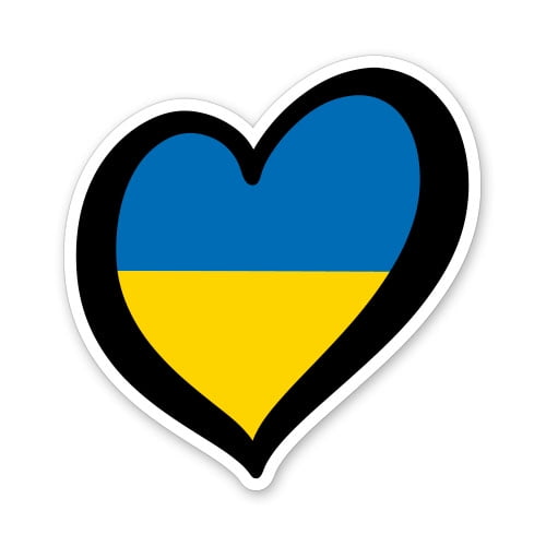 Ukraine Flag Heart Ukrainian - 3" Vinyl Sticker - For Car Laptop Water Bottle Phone - Waterproof Decal
