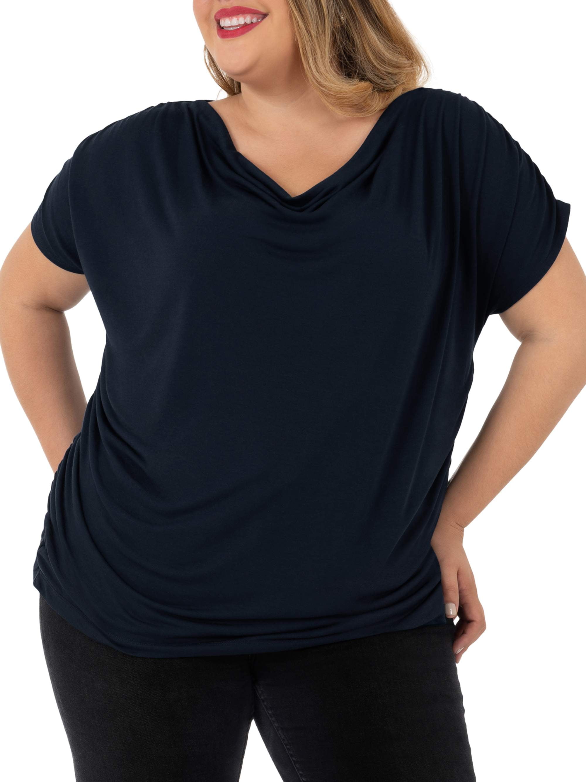 Wright's - Wright's Women's Plus Size Short Sleeved Drape Front Top ...