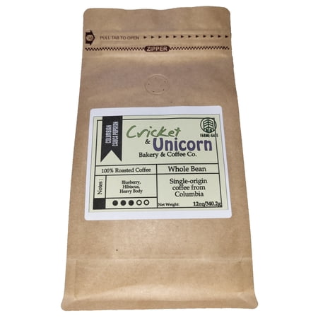 Cricket & Unicorn- Columbia Cauca Popayan, Whole Bean, Single Origin, 12 oz, Coffee