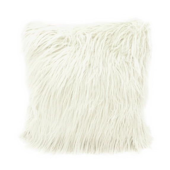 Fennco Styles City Scene Faux Fur Decorative Throw Pillow 7 Colors (White)