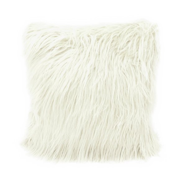 Fennco Styles City Scene Faux Fur Decorative Throw Pillow 7 Colors (White)