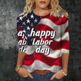 thumbnail image 2 of asdoklhq 4th Of July Shirts Womens Graphic T Shirts Usa Patriotic Tops Independence Day Printed Round Neck Three Quarter Sleeve 3/4 Sleeve T-shirt Hoodie Fashionable Loose Top Watermelon Red 2X, 2 of 6