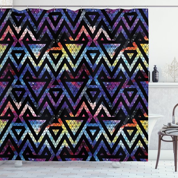 Ambesonne Geometric Shower Curtain, Galaxy Theme Lines, 69"Wx70"L, Multicolor