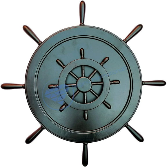 Nagina International Double Decked Premium Matte Black Pregnant Large Ship Wheel - Captain Maritime Beach Home Decor Gift (18 Inches)