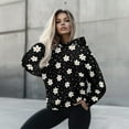thumbnail image 4 of SCRAWLGOD Flower Women Hoodies Pullover Graphic Hoodies for Women Trendy Clothes Long-Sleeve Oversized Sweatshirt for Women Plus Size M Loose Ladies Hooded Sweaters Daily Life, 4 of 7