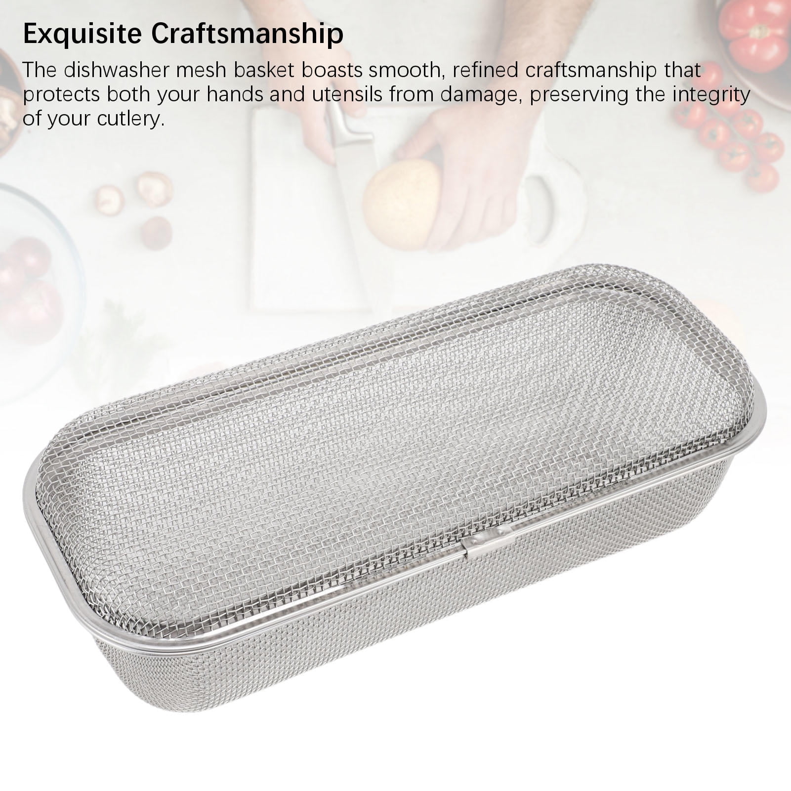 BIMZUC 304 Stainless Steel Dishwasher Utensil Basket – Compact Mesh Holder for Spoons, Chopsticks & Forks, 4.5x10.4x3.0in