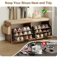 thumbnail image 5 of HOMMPA Shoe Storage Bench with Flip-Up Shoe Cabinet Entryway Bench with Side Organizer & Padded Seat Cushion Hallway Storage Bench Shoe Rack Organizer for Bedroom Living Room, 5 of 10