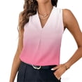 thumbnail image 7 of FDGIU Women's V Neck Front Pleat Sleeveless Satin Tank Top, Solid Loose Straight Hem Business Casual Camisole Blouse, 7 of 7