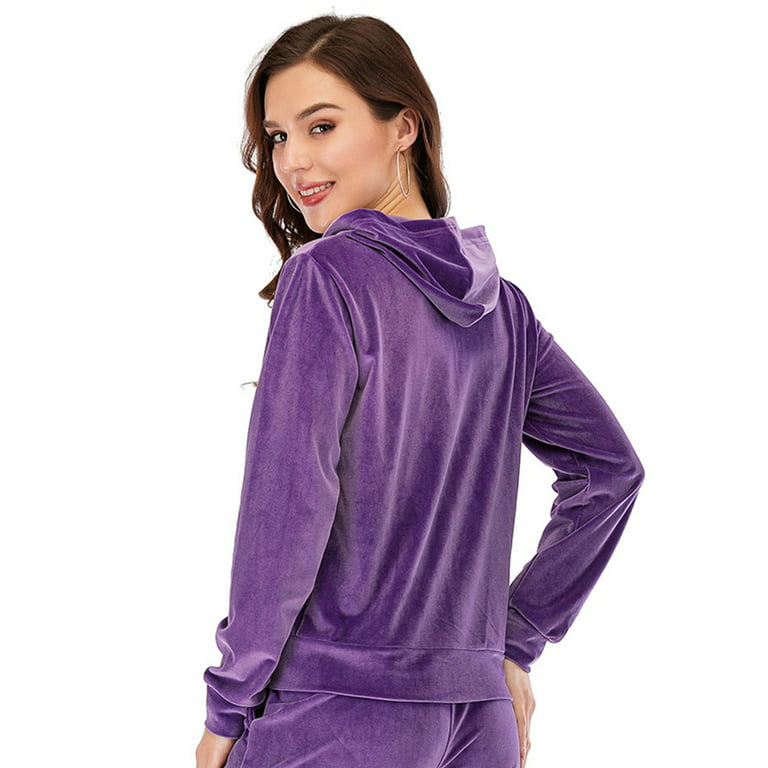 Women's Comfort Full-Zip Hoodie Sweatshirt Velvet Sport Tops(Only Tops) 