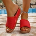 thumbnail image 2 of Summer Wedge Sandals for Women 2026 Platform Comfortable Arch Support Slides PU Leather Wedge Shoes Slip On Walking Sandals, 2 of 5