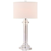 SAFAVIEH Nina 30 in. Modern Clear Crystal Table Lamp with Off-White 100% Cotton Shade