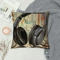 thumbnail image 2 of GOSMITH 4pack Music Style Throw Pillow Case Guitar bass Microphone Headset Theme Decorative Square Cotton Linen Cushion Cover for 18 X 18 Inch Pillow Inserts (Music), 2 of 5