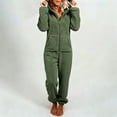 thumbnail image 4 of QATAINLAV Green Womens Onesies Pajamas Winter Warm Fleece Fuzzy Sherpa Romper Sleepwear Zip Up Hooded Jumpsuit Playsuit Loungewear, 4 of 6