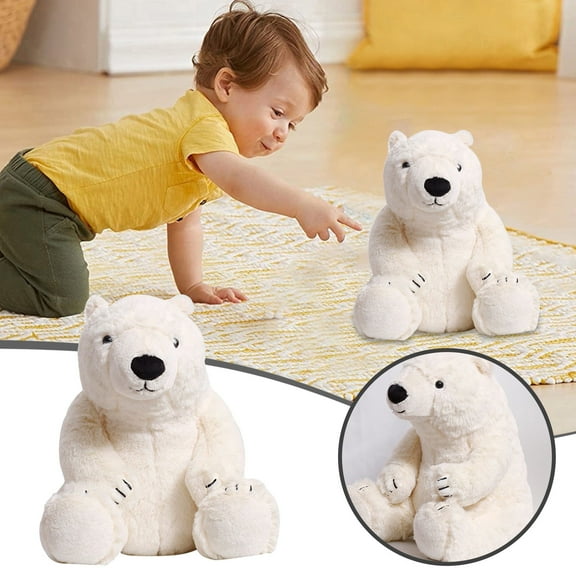pdqouc Cute Soft PolarBear Stuffed Animal Plush Lifelike White Bear Dolls Kawaii Animal Plush Toy for Kids Children Family Xmas Birthday Gifts 13.78 Inch Tall