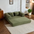 thumbnail image 5 of CQSXDA Foldable 59 Inch Corduroy Sofa Bed With Cylindrical Pillow And Fixed Frame For Living Room Or Bedroom Use, Green, 5 of 16