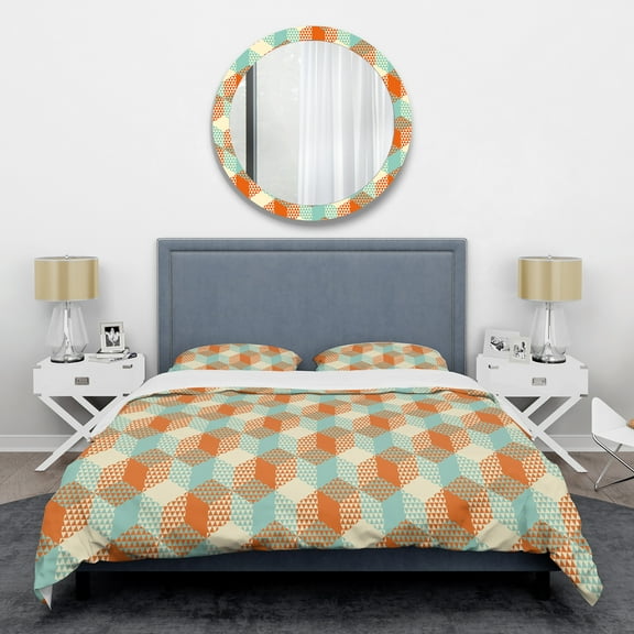 Designart 'Retro Hexagon Pattern VIII' Mid-Century Modern Duvet Cover Set