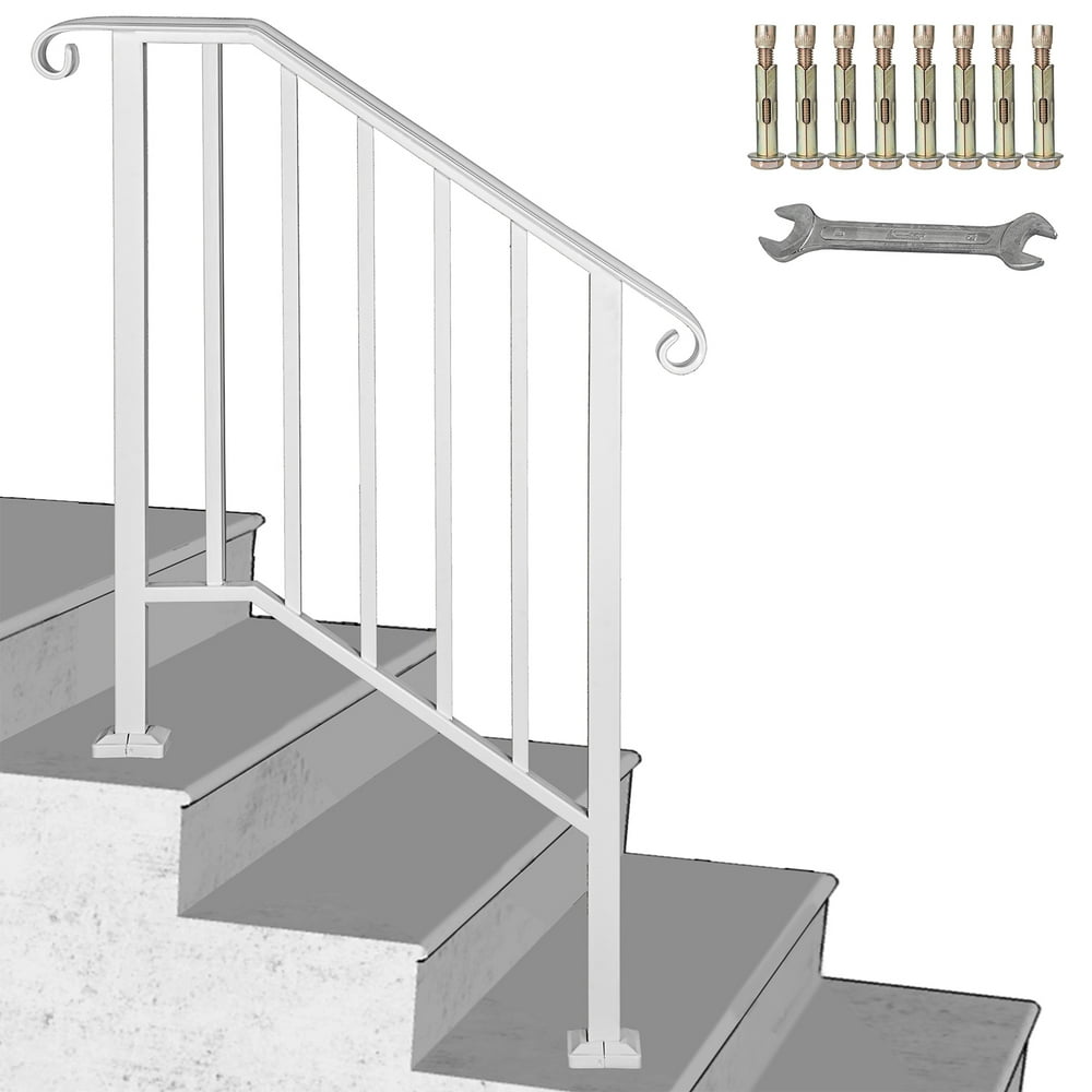 VEVOR Handrail Picket 2 Fits 2 or 3 Steps Matte White Stair Rail