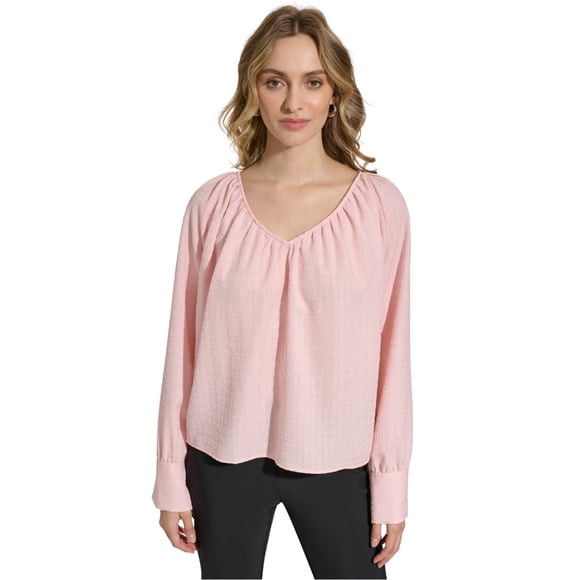 Calvin Klein Womens Solid Knit Blouse, pink, L