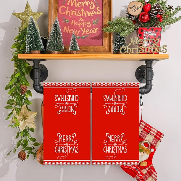 Decoraciones navideñas, adornos navideños, regalos navideños Toalla navideña de 26 x 17,7 pulgadas Paño de cocina navideño Toalla de mano decorativa navideña Toalla de mano de poliéster para