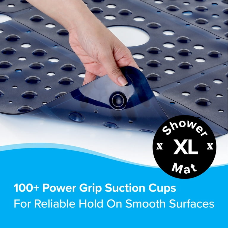 XL Non-Slip Square Shower Mat with Center Drain Hole Tan - Slipx Solutions