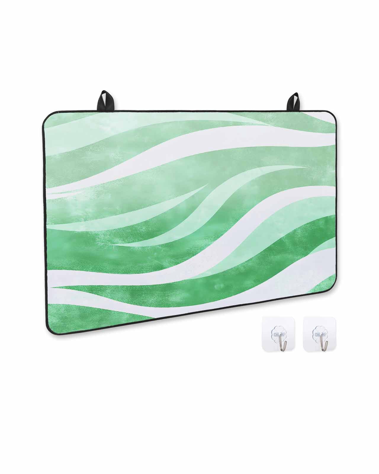 nqOlkjepod Large Induction Cooktop Protector Mat 24"x21", Green Stripe Stove Top Covers for Electric Stove, Abstract Waves Modern Ocean Coastal Texture Stove Burner Cover Mats, Glass Top Stove Cover