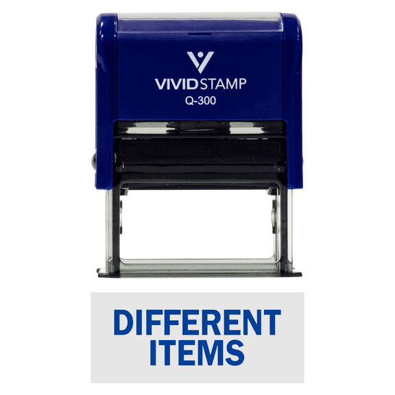 Vivid Stamp DIFFERENT ITEMS Self-Inking Office Rubber Stamp (Blue) - Large