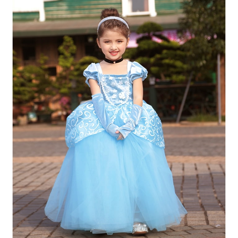 Cqdy Cinderella Princess Dress Up Costume Ball Gown Toddler Girl Halloween Cosplay S Size 8 9y Blue