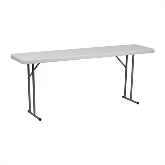 Pemberly Row Granite Plastic Folding Training Table in White