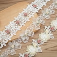thumbnail image 5 of HeroNeo 1 Yard Rose Flower Embroidery Lace Trim Ribbon Vintage Faux Pearl Beaded Appliques Bridal Ornaments Handmade DIY Sewing Supplies Craft for Wedding Dress, 5 of 15