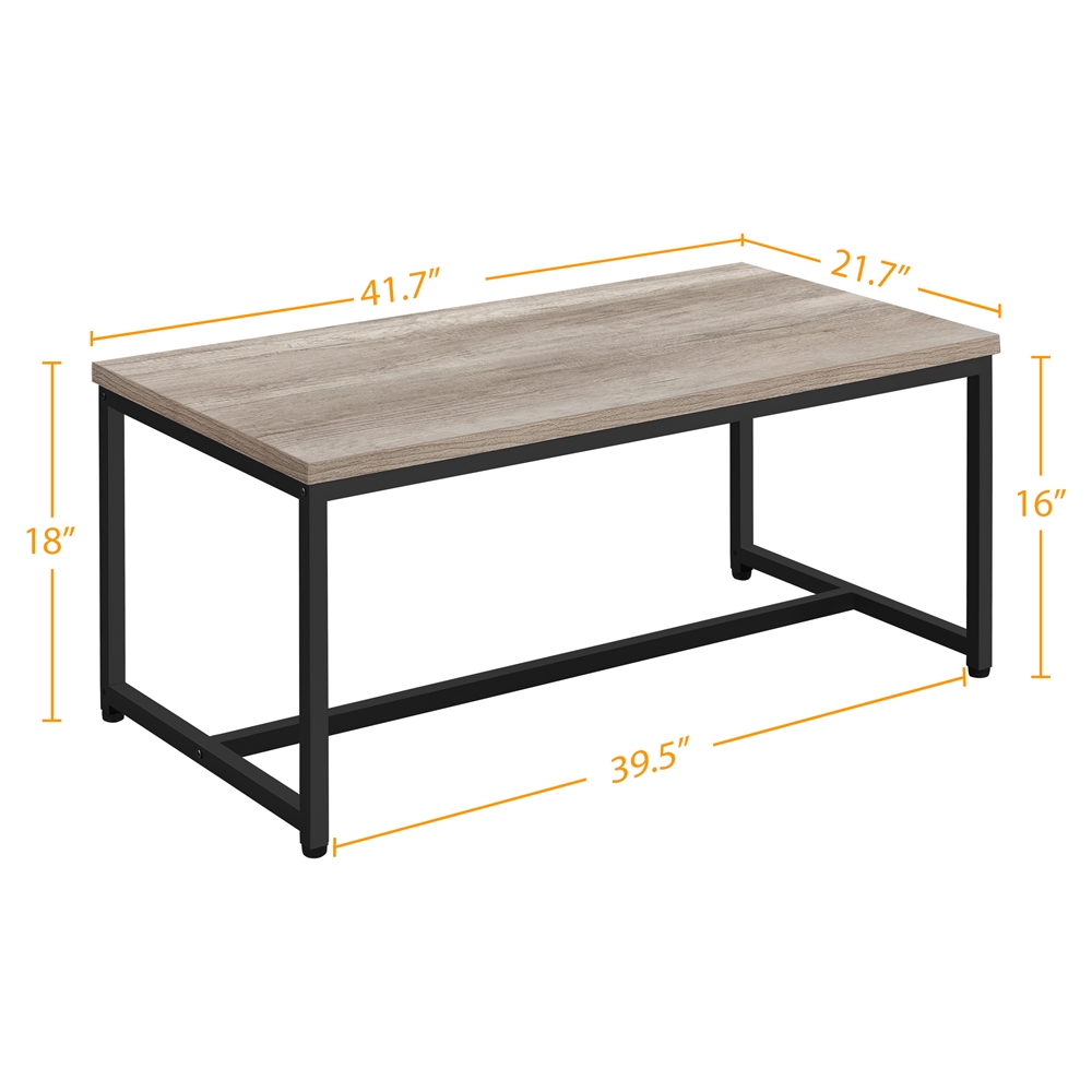Alden Design Industrial Wood and Metal Coffee Table, Rustic Gray - image 5 of 10