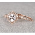 thumbnail image 5 of Antique 1.60 carat Cushion Cut Real Morganite Ring Bridal Set with man made diamond moissanite On Sterling Silver with 18k Gold Plating, 5 of 6
